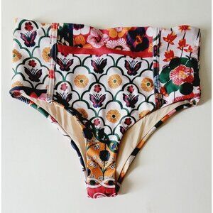 Carolina K SMALL High Waisted Swimsuit High Cut Bikini Bottom Resort Beach Rare